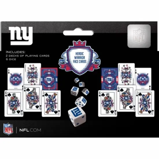MasterPieces Officially Licensed NFL New York Giants 2-Pack Playing cards & Dice set for Adults image {3}