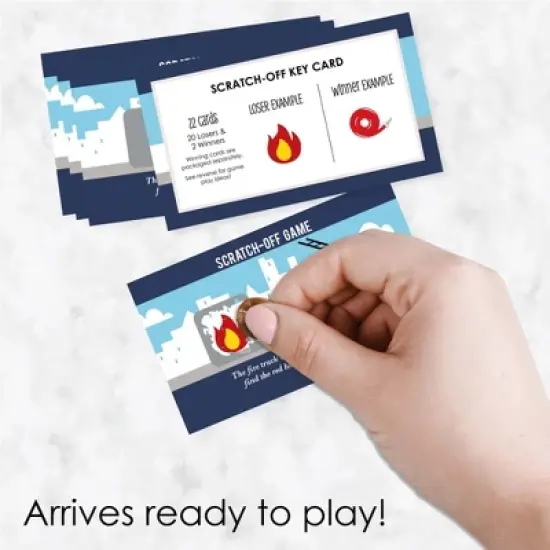 Big Dot of Happiness Fired Up Fire Truck - Firefighter Firetruck Baby Shower or Birthday Party Game Scratch Off Cards - 22 Count image {1}