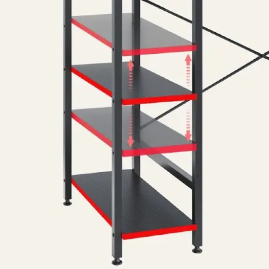 Bestier 44&rdquo; Gaming Desk with LED Lights, PC Gamer Desk with 4 Tier Adjustable  Shelves & Storage Bag, Computer Office Desk for Small Spaces image {2}