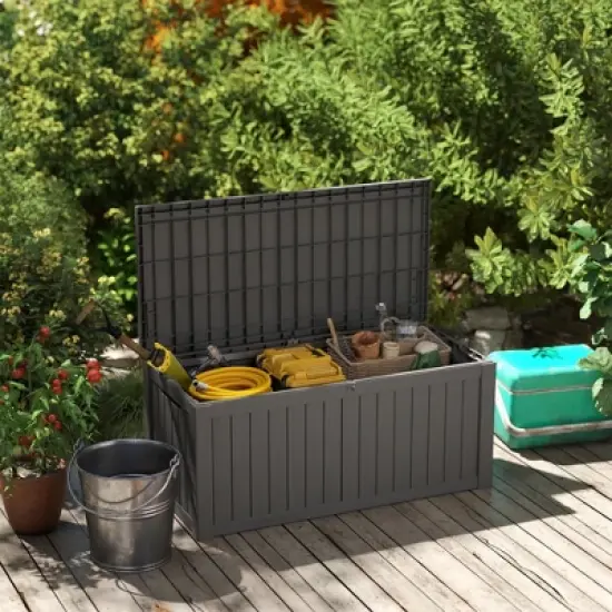 Decksplore 55/120/180/230/260 Gal Deck Box Outdoor Storage Box Patio Gardening Tools Water and UV Resistant for Patio image {2}