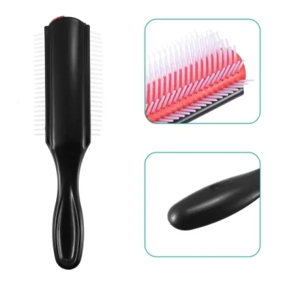 Unique Bargains Styling Detangling Brush Black Red 8.19''x1.69'' image {2}