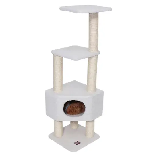 Majestic Pet Bungalow Sherpa Activity Center Cat Scratcher -  Cream - 52" image {2}