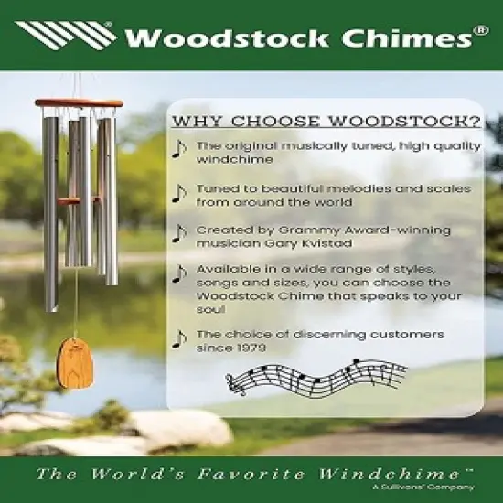 Woodstock Wind Chimes Signature Collection, Woodstock Happy Birthday Chime, 22'' Silver Wind Chime BDAY image {6}