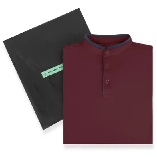 Men's Short Sleeve Henley Polo Shirt with Contrast-Trim image {4}