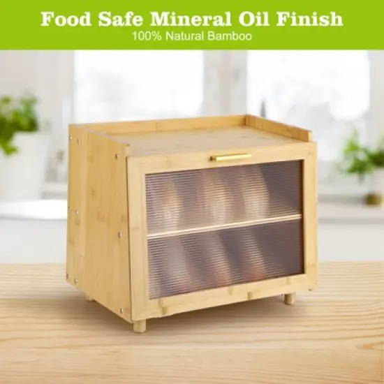 Double Layer Bread Box, Large Capacity Kitchen Counter Storage Container with View Window, Farmhouse Style Bread Keeper image {3}