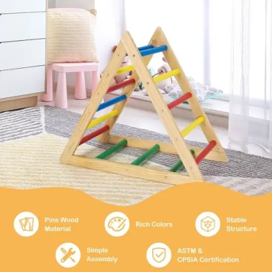 Costway Climbing Triangle Ladder, Wooden Triangle Climber, Educational Triangle Climber image {6}