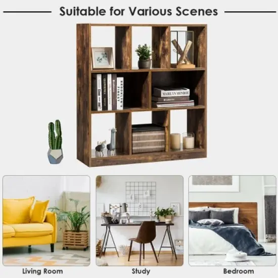 Costway Bookcase Industrial Freestanding Bookshelf Storage Organizer w/ Open Compartments image {6}