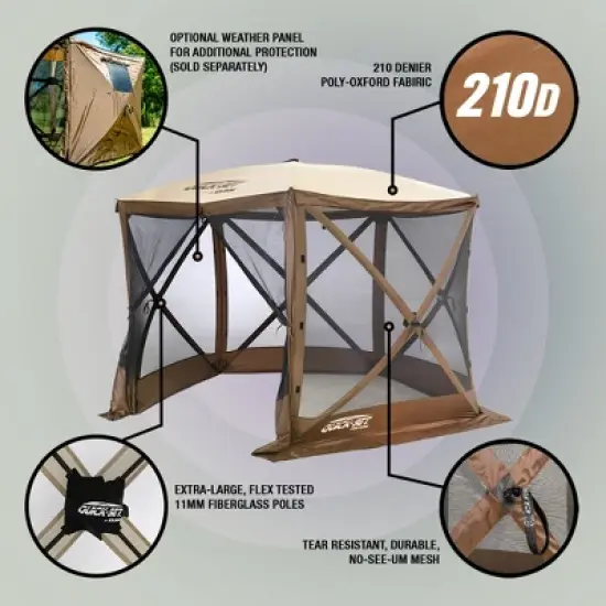 Clam Quick-Set Venture Portable Pop Up  Sided Camping Gazebo Screen Tent with Ground Stakes and Carry Bag image {2}