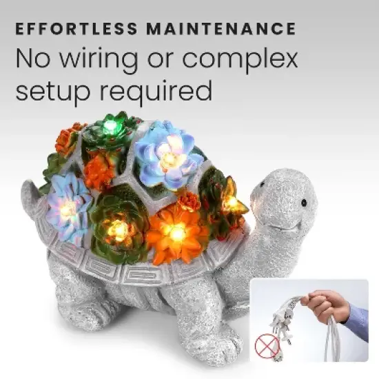 HOM Solar Turtle Statue - Solar Powered Turtle for Garden Decor with LED - Waterproof Solar Lights Outdoor for Patio, Yard, Porch image {3}