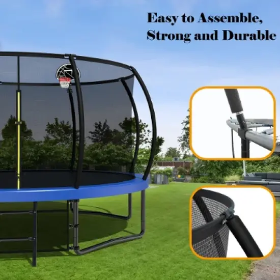 BestParts 12FT Trampoline with Safety Enclosure, Basketball Hoop & Ladder image {1}