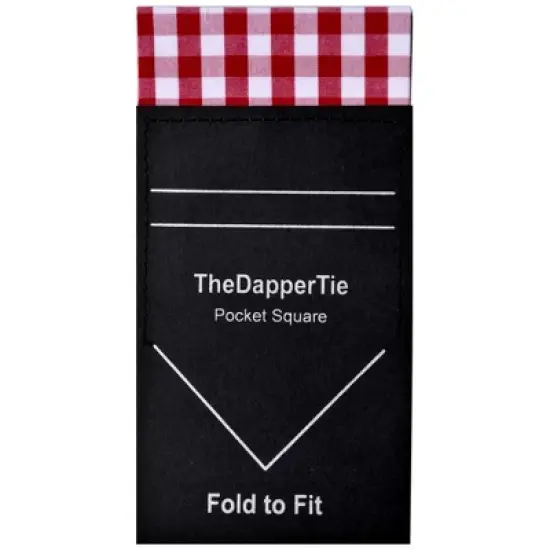 TheDapperTie - Men's Cotton Gingham Checks Flat Pre Folded Pocket Square on Card image {3}