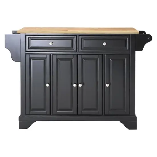 LaFayette Natural Wood Top Kitchen Island - Black - Crosley image {1}