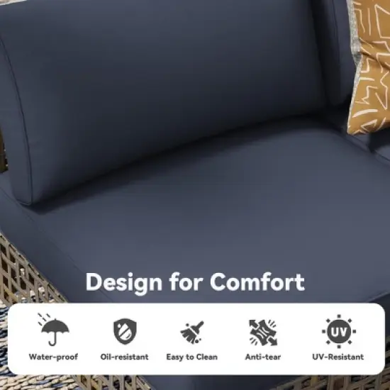 Cesicia 7-Piece Gray Sofa Set, Garden Patio Wicker Sectional Sofa Set with Coffee Table for Backyard, Balcony image {4}