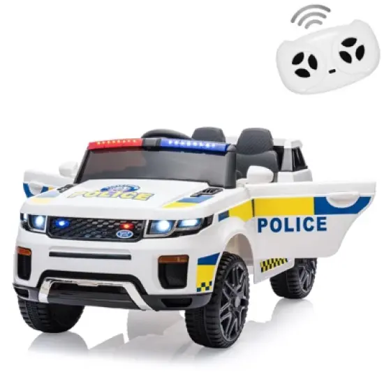 Electric Police Car for Kids,12V 4.5AH Battery Powered Kids Ride on Toy with Remote Control, Flashing Lights and Music image {8}