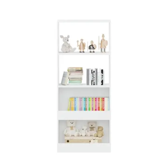 LOVSON Children's Bookcase, Four Shelf Bookcase, Book Organizer, Toy Storage Cabinet, White image {5}