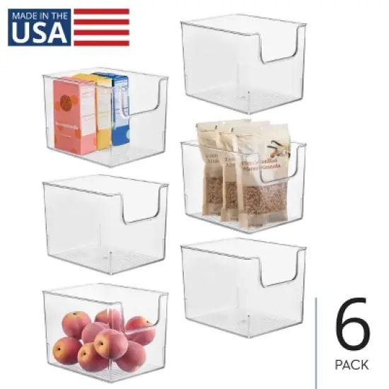 mDesign Kitchen Plastic Storage Organizer Bin with Open Front - 6 Pack - Clear image {9}