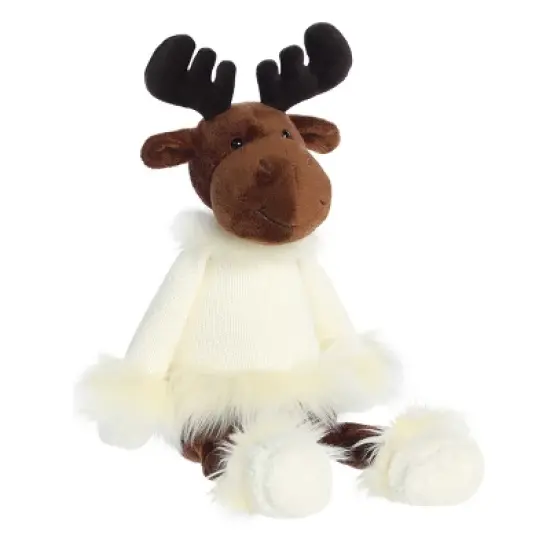 Aurora Large White Holiday Winter Cozies 15" Mitzi The Chocolate Moose Festive Stuffed Animal image {1}
