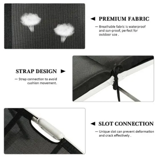 Costway Folding Chaise Lounge Chair w/Cushion Black\Gray\Turquoise image {6}