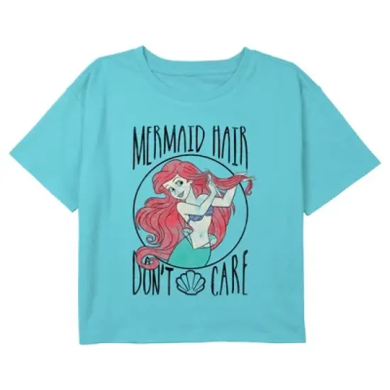 Girl's The Little Mermaid Ariel Mermaid Hair Don't Care Crop T-Shirt image {2}
