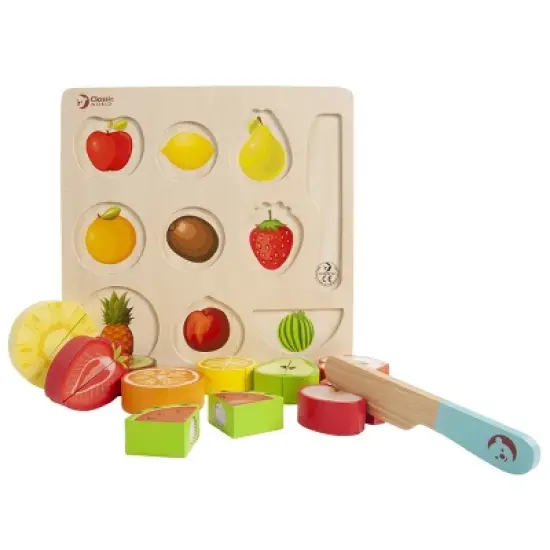 Classic World Cutting Fruits & Vegetables Wooden Puzzles - Set of 2 Puzzles image {1}