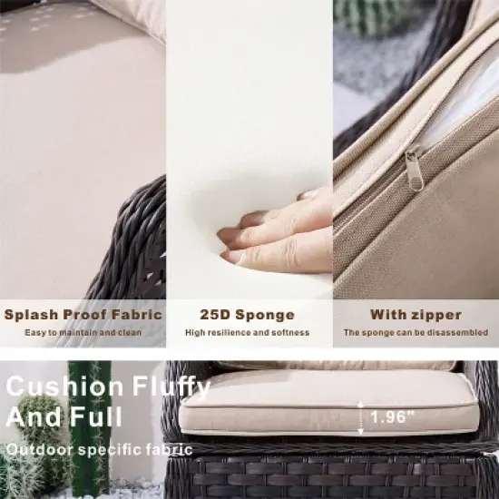 Moda Furnishings 3-Piece Wicker Aluminum Outdoor Fire Pit Set With Cushions image {10}