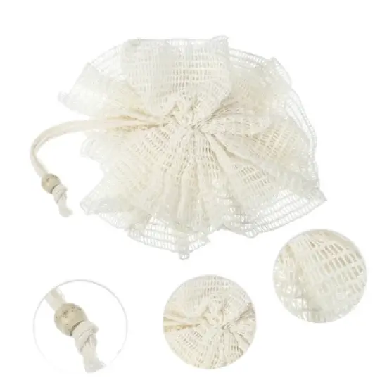 Unique Bargains Bathroom Jute Bath Puffs 5.31"x4.72" Beige 1 Pc image {2}