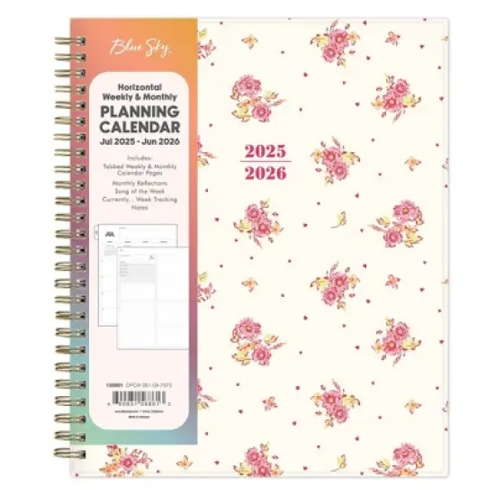 Blue Sky 7"x9" 2025-2026 Weekly/Monthly Wirebound Planner Clear Cover Shanalee Pink image {2}