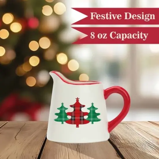 Amici Home Christmas Creamer Pitcher - 8oz Ceramic Milk Creamer for Coffee, Gravy Boat with Drip-Free Pour Spout, Versatile Small Pitcher image {4}