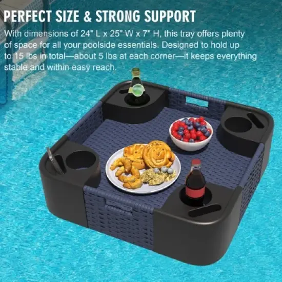 YARDSIGHT Wicker Floating Tray with Aluminum Frame - Pool Accessory for Drinks & Snacks - Fits Most Pools - Perfect for Parties & Relaxing image {7}