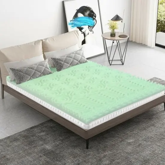 Costway 3 Inch Mattress Topper Cooling Air Foam 5-Zone Pad image {3}