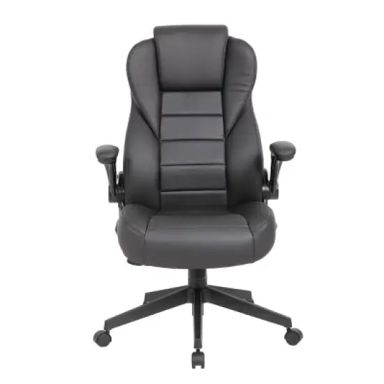 Executive High Back Leatherplus Flip Armchair Black - Boss Office Products image {2}