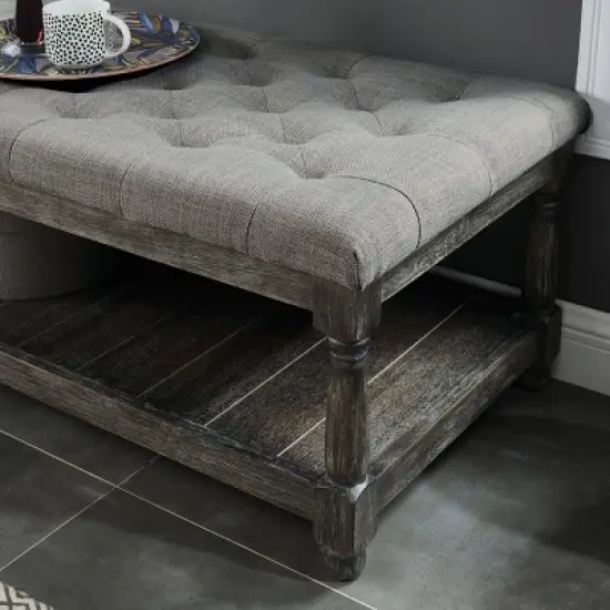 Arianna Tufted Bench Gray - HOMES: Inside + Out image {2}