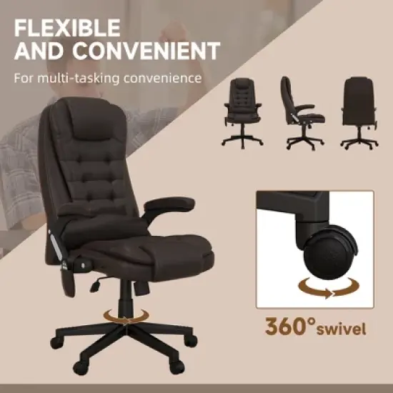 HOMCOM High-Back Massage Office Chair, Heated Reclining Computer Chair with Remote image {4}