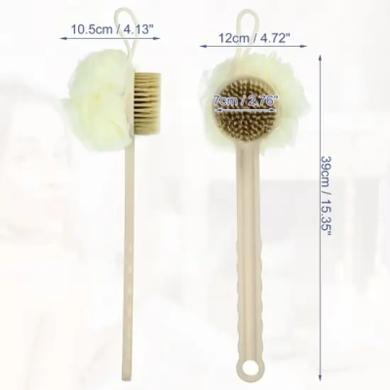 Unique Bargains Double Side Long Handle Bath Brush 15.35"x4.72"x4.13" 1 Pc image {3}