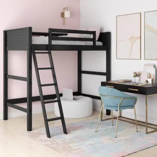 Twin Houston Kids' Wooden Loft Bed with Ladder - Room & Joy image {1}