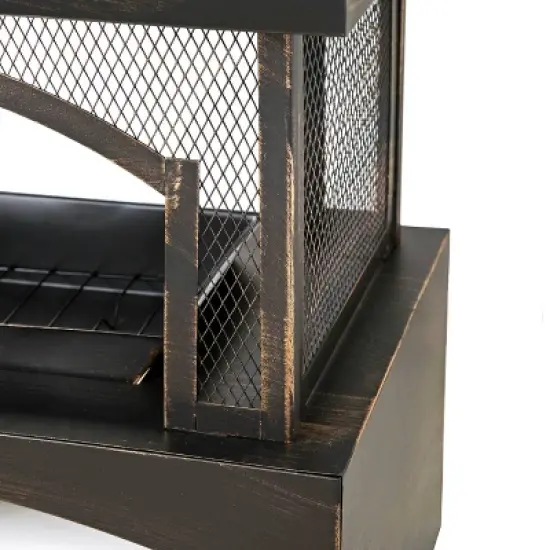 WELLFOR 37" Rectangular Metal Outdoor Fireplace with Built-in Log Storage Bronze image {5}