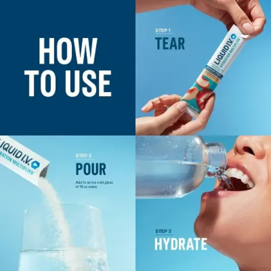 Liquid I.V. Sugar Free Hydration Multiplier Vegan Powder Electrolyte Supplements - Melon Raspberry - 0.45oz/10ct image {8}