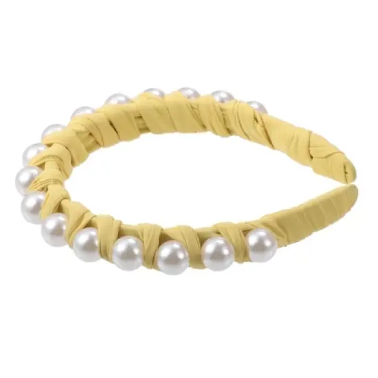 Unique Bargains Women's Fashion Faux Pearl Braided Tape Headband Hairband 0.79 Inch Wide 1 Pc image {4}