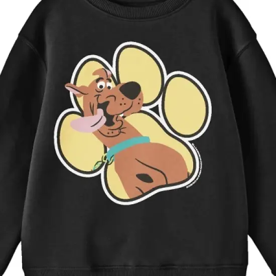Scooby Doo Paw Print Crew Neck Long Sleeve Black Youth Sweatshirt image {1}