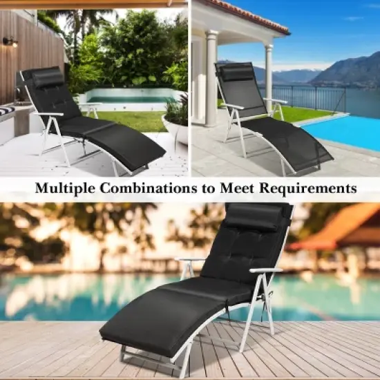 Tangkula Cushioned Folding Chaise Lounge Chair Adjustable Recliner image {5}