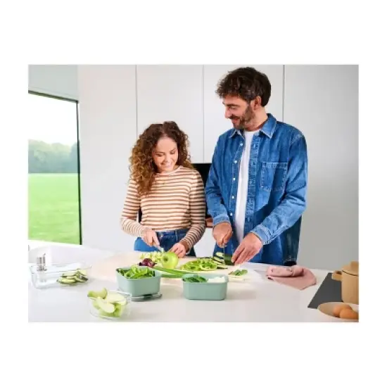 MEPAL 51oz Easyclip Rectangular Glass Storage Box with Lid Nordic Sage image {2}