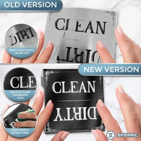 Dishwasher Sign Clean Dirty Signs Stainless Steel Interior Indicator - Easy to Read Indicators - Non-Scratch & Rustproof Clean Dirty Dishwasher Sign image {4}