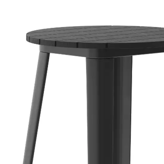 Flash Furniture Declan Commercial Indoor/Outdoor Bar Top Table, 23.75" Round All Weather Poly Resin Top with Steel base image {6}