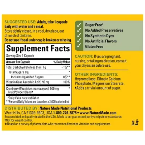 Nature Made Cranberry 500mg Capsules - 60ct image {1}