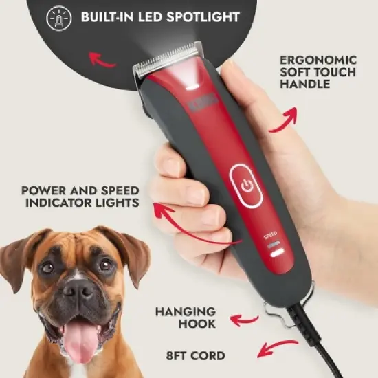 KONG 2-Speed 8' Cord with LED Light, Blade and Combs Dog Hair Clipper Kit - 10pc image {5}