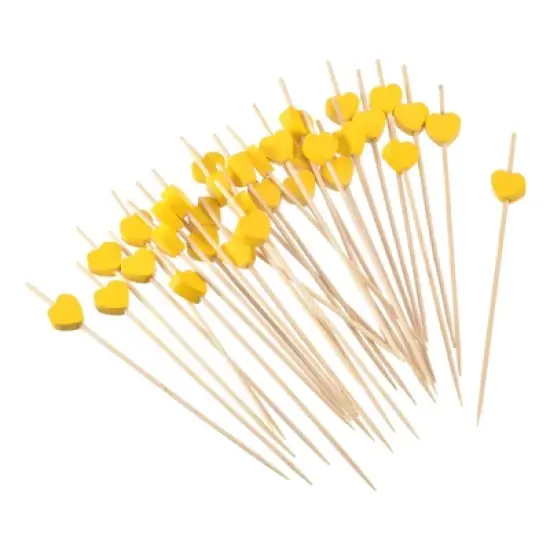 Unique Bargains Decorative Drinks Appetizer Bamboo Heart Cocktail Toothpicks 100 Pcs image {9}