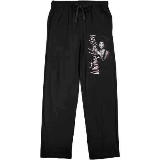 Whitney Houston Portrait Men's Black Sleep Pajama Pants image {4}