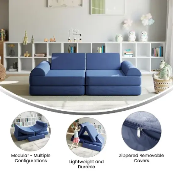 Flash Furniture Marlowe Modular Kids Play Couch with 6 Soft Foam Sectional Sofa Pieces image {12}