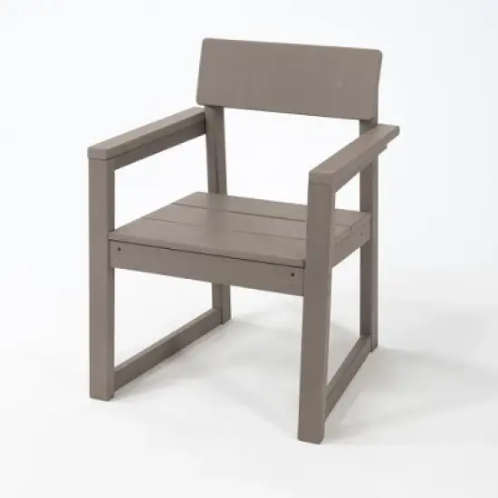 FIONECA 5-Piece HDPE Outdoor Dining Set with Umbrella Hole &uml;C Weather-Resistant Patio Table & 4 Armrest Chairs, Wood Finish image {10}