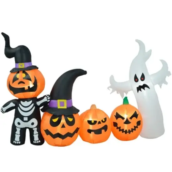Whisen Halloween Decorations, Inflatables Pumpkin Ghost Family, Blow Up LED Yard Display, Waterproof - Orange image {5}